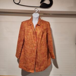 Dialogue Women's Vibrant Orange Tweed Blazer